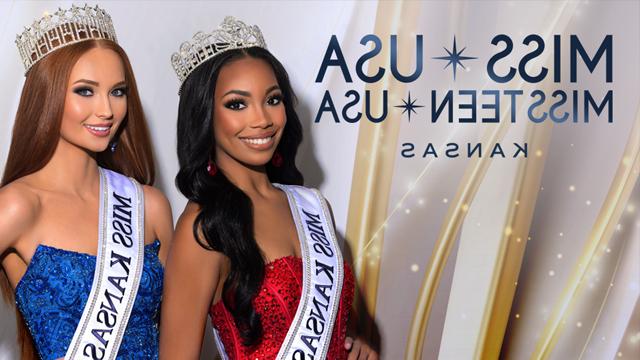 two smiling beauty pageant contestants wearing miss Kansas sashes and tiaras